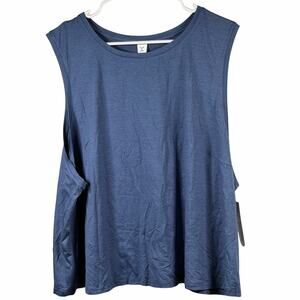 Xersion Tank Top Women's 3X High Neck Blue Athletic Activewear Quick-Dri NEW